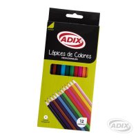 Lapiz Largo Hexagonal 12 Colores (019) ADIX