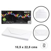 SOBRE AMERICANO BLANCO 10,5 X 22,8 CM (SET 25 UND)