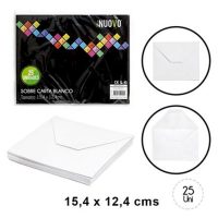 SOBRE CARTA BLANCO 15,4 X 12,4 CM (SET 25 UND)