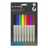 MARCADOR PERMANENTE DESECHABLE SET 8 COLORES TRADICIONALES LAVORO
