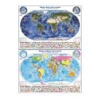 MAPA POLITICO Y FISICO DEL MUNDO, ESCALA 1:36.000.000 (PLANISFERIO REVERSIBLE)